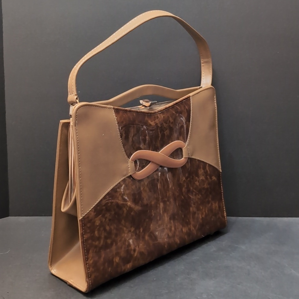 VTG,An Air Step Handbag Brown/Tan Simulated Leather Purse.
